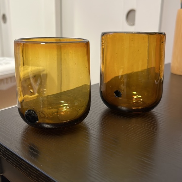 Two Mexican Hand-blown Recycled Tumblers Glasses - Picture 2 of 10